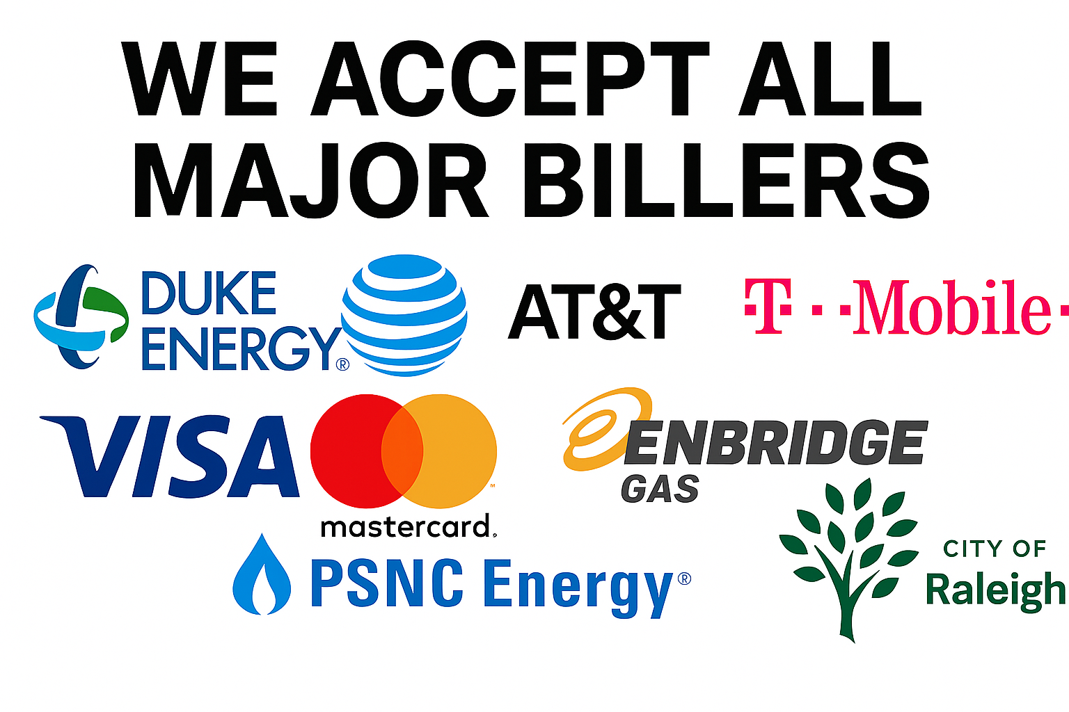 We Accept All Major Billers