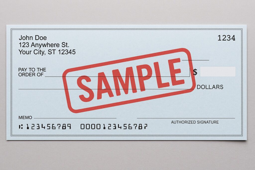 Check Cashing in Raleigh - Sample Check